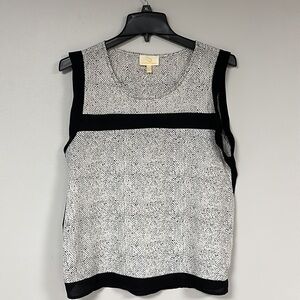 Creative Concepts Black and White sleeveless blouse, black accent stripes size M